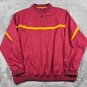 VTG Nike Team Clima-FIT Mens 3XL 1/4  Zip Windbreaker Maroon Gold Vented